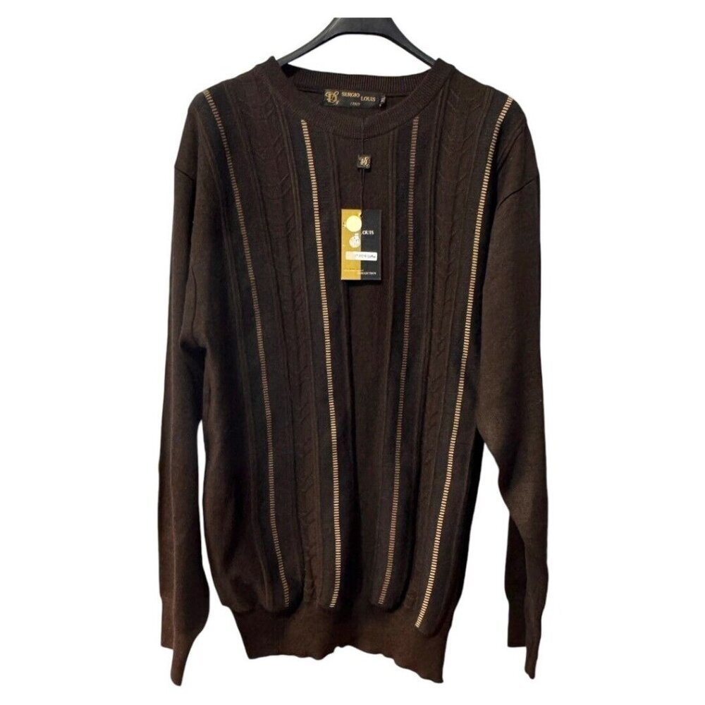 NWT Sergio Louis Italy wool blend XL brown‎ sweater